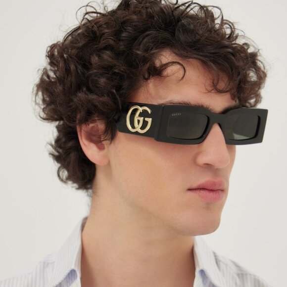 NEW GG1425S 001 53 GUCCI BLACK RECTANGULAR SUNGLASSES main image 4